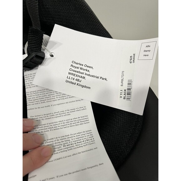 Charles Owen JR8 LTD Riding Helmet -Size 7- (57CM)- Black Painted, NEW - Picture 9 of 10